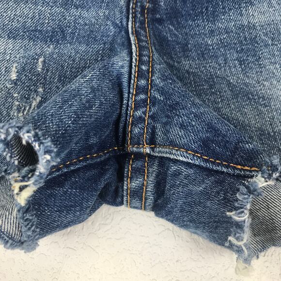 Levi's High Rise Wedgie Shorts Distressed Denim Button Fly Raw Hem Size 26 - Picture 4 of 9